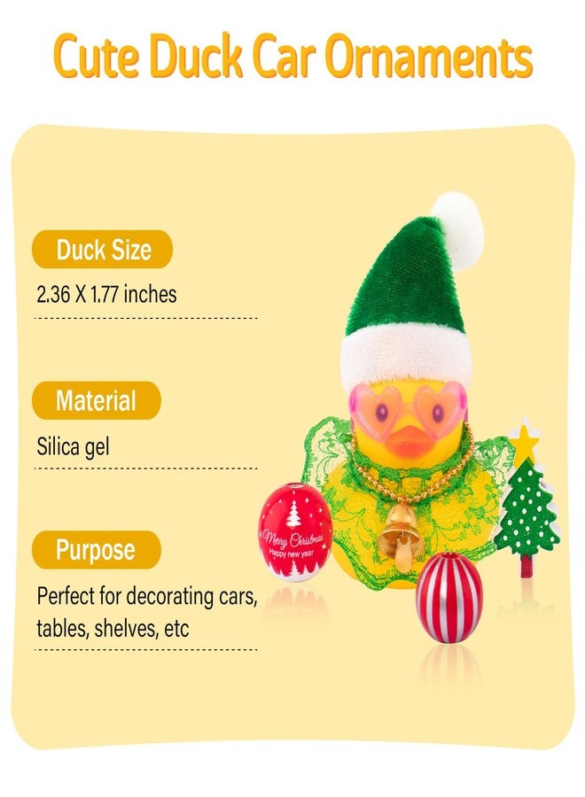 wonuu Christmas Rubber Duck Car Ornaments Car Decorations Christmas Accessories Santa Hat Skirt and Wind Bell, Golden-Lace Dress - Image 3